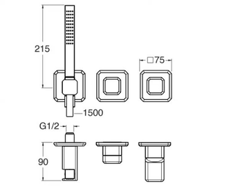 ITALY CRIIT603 - Single handle bathtub set with diverter with hand shower by CRISTINA Rubinetterie - view 3